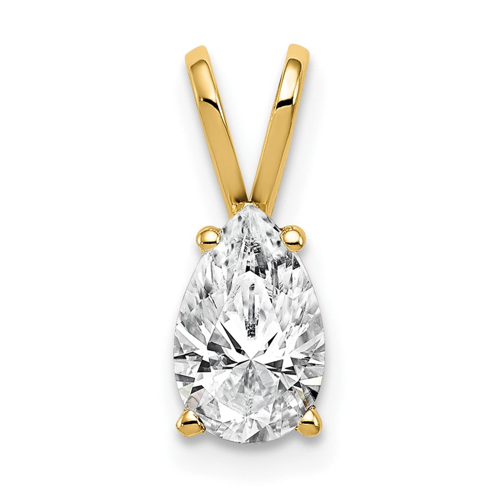 14K Yellow Gold 8X5mm Pear Cubic Zirconia Pendant