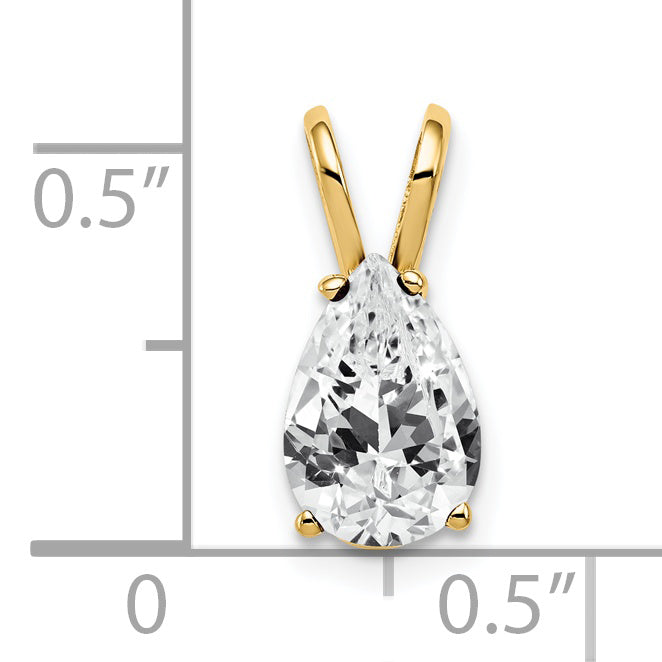 14K Yellow Gold 9X6mm Pear Cubic Zirconia Pendant