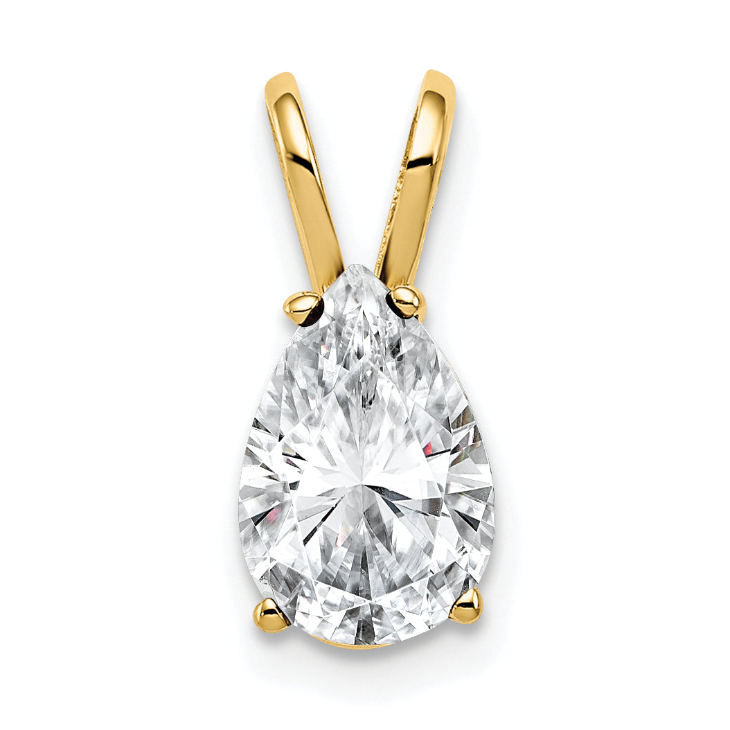 14K Yellow Gold 9X6mm Pear Cubic Zirconia Pendant