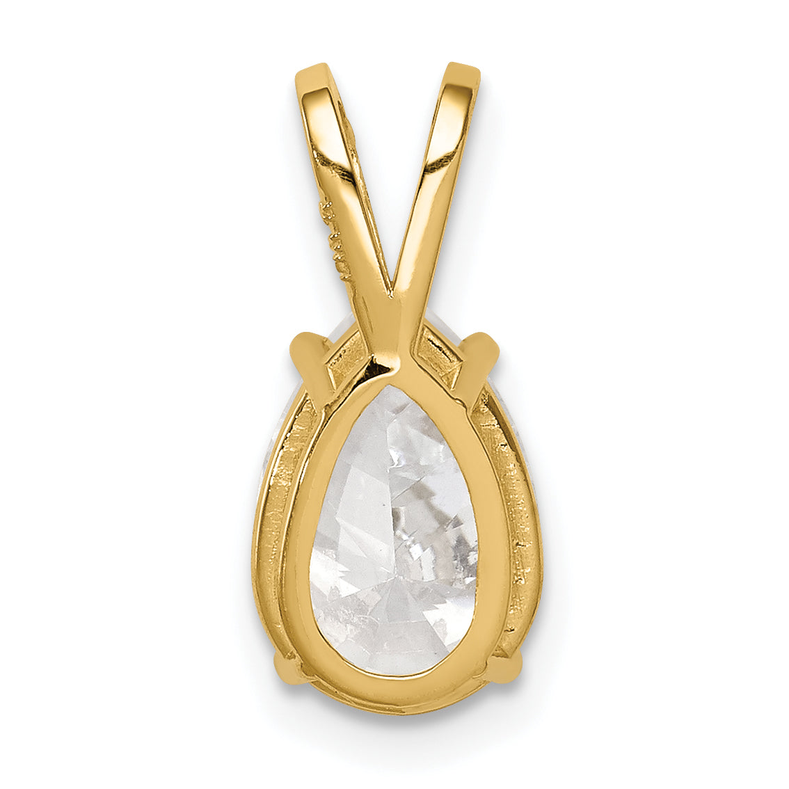 14K Yellow Gold 10X7mm Pear Cubic Zirconia Pendant