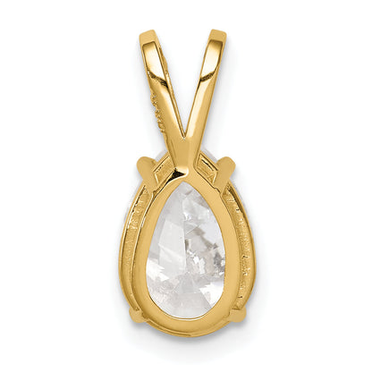 14K Yellow Gold 10X7mm Pear Cubic Zirconia Pendant