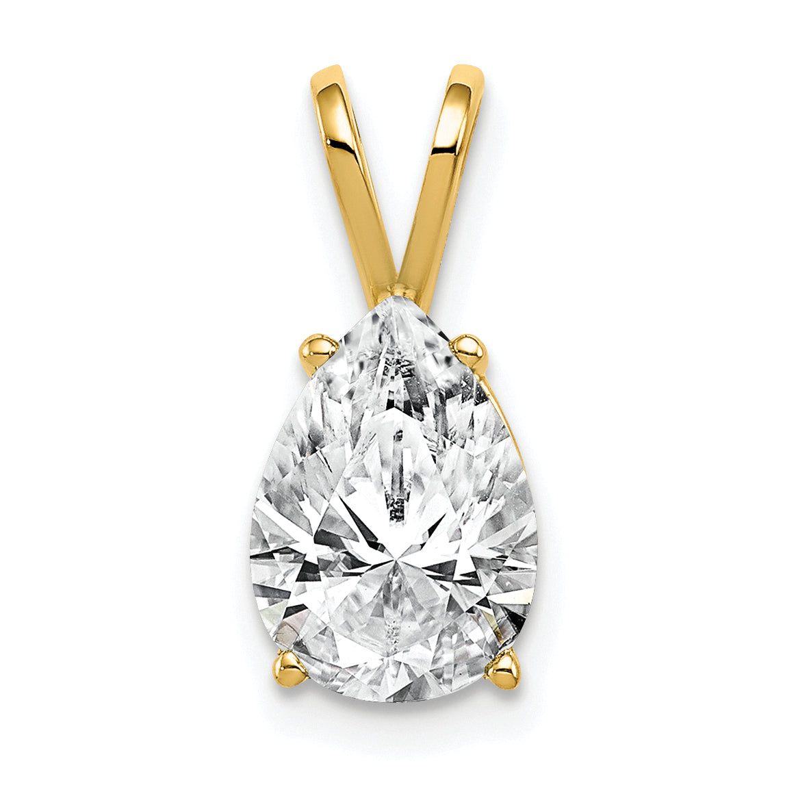 14K Yellow Gold 10X7mm Pear Cubic Zirconia Pendant