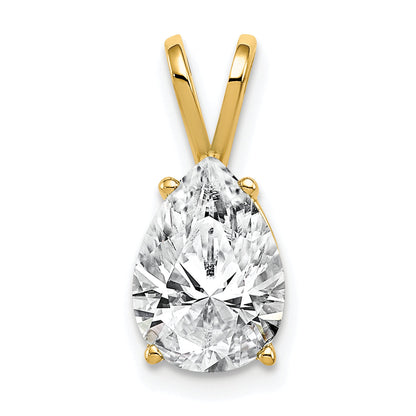 14K Yellow Gold 10X7mm Pear Cubic Zirconia Pendant