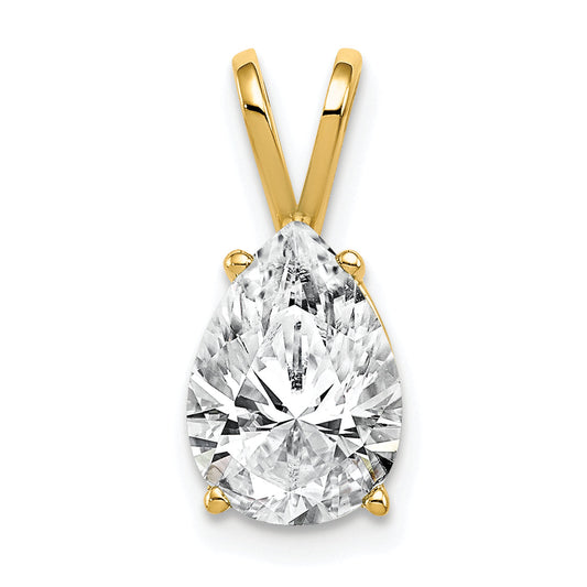 14K Yellow Gold 10X7mm Pear Cubic Zirconia Pendant