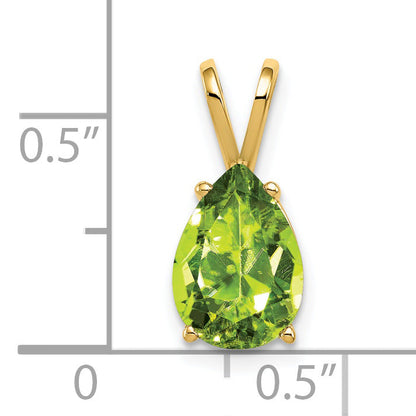 14K Yellow Gold 10X7mm Pear Peridot Pendant