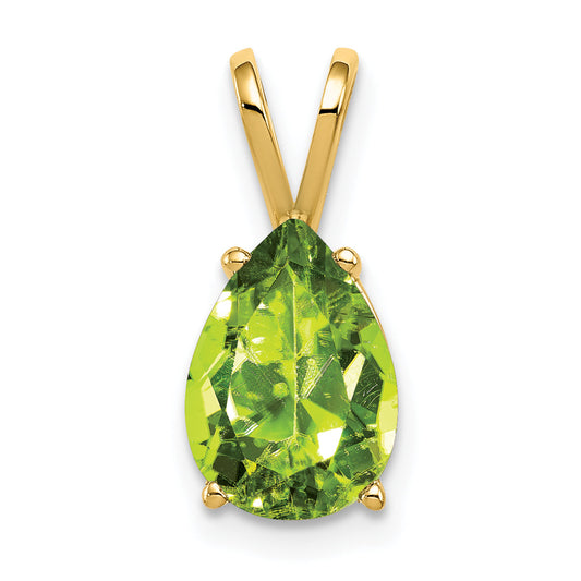 14K Yellow Gold 10X7mm Pear Peridot Pendant