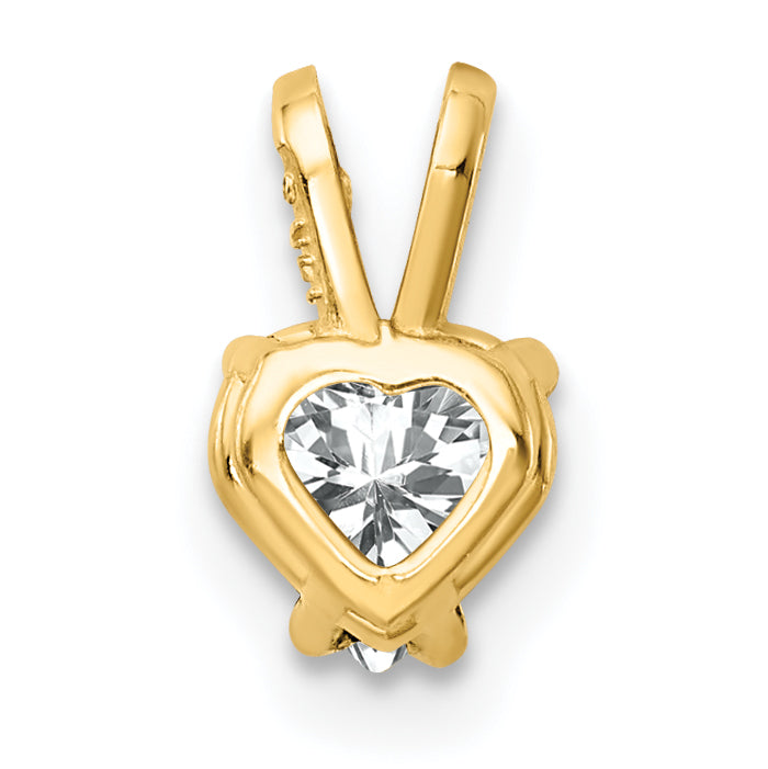 14K Yellow Gold 5mm Heart Cubic Zirconia Pendant