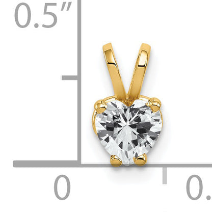 14K Yellow Gold 5mm Heart Cubic Zirconia Pendant