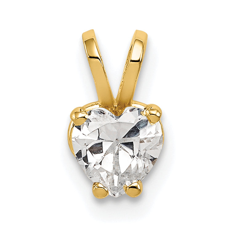 14K Yellow Gold 5mm Heart Cubic Zirconia Pendant