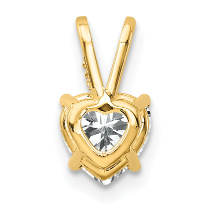 14K Yellow Gold 6mm Heart Cubic Zirconia Pendant