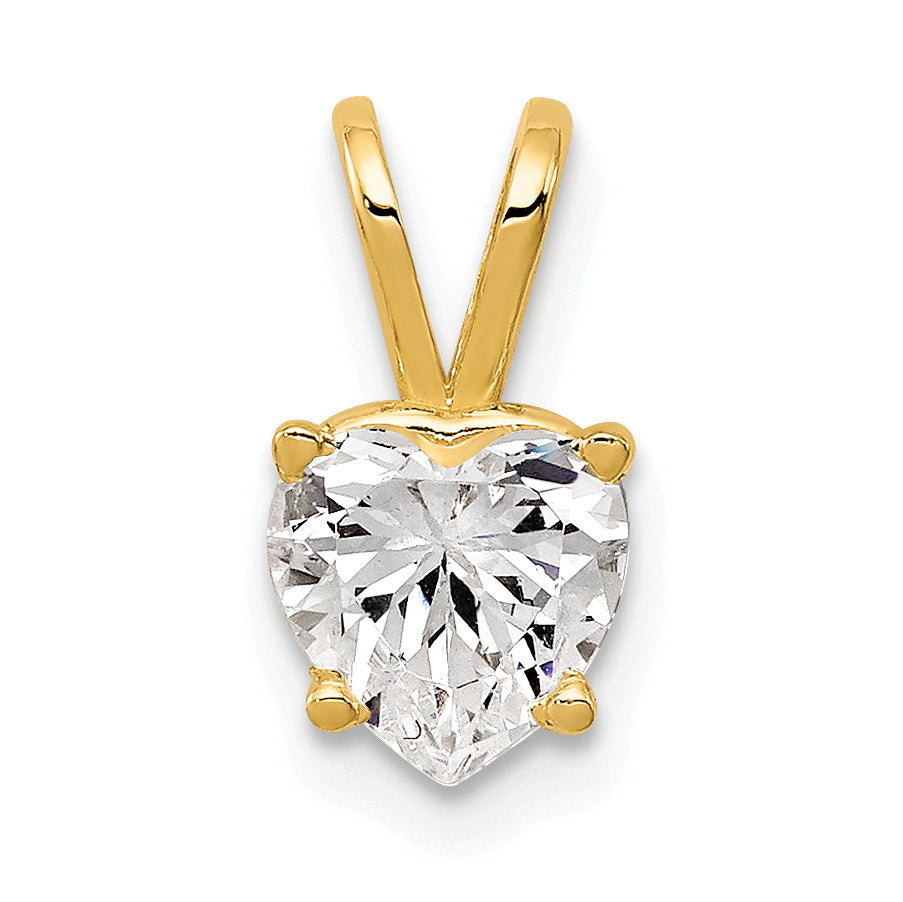 14K Yellow Gold 6mm Heart Cubic Zirconia Pendant