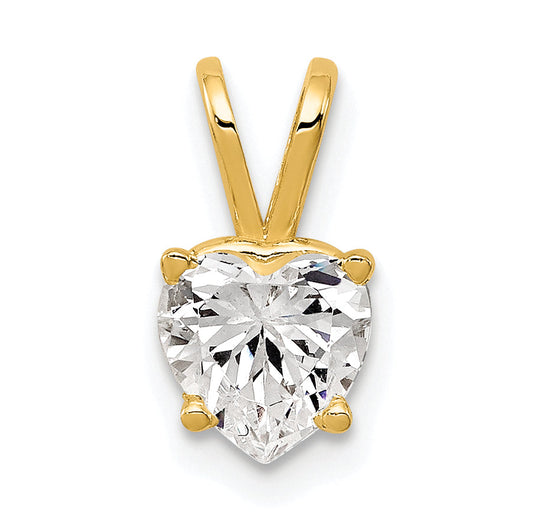 14K Yellow Gold 6mm Heart Cubic Zirconia Pendant