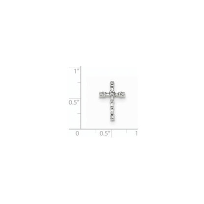 14k White Gold Polished Real Diamond Small Cross Chain Slide Pendant