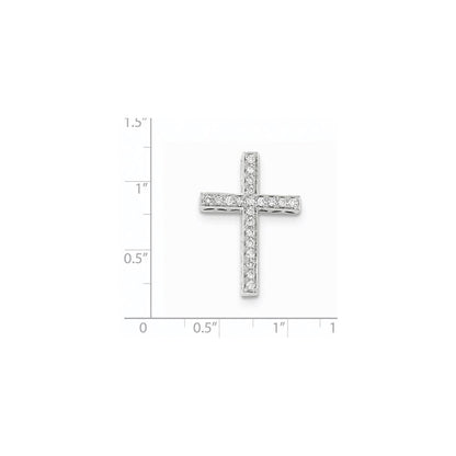 14k White Gold Real Diamond Cross Chain Slide Pendant
