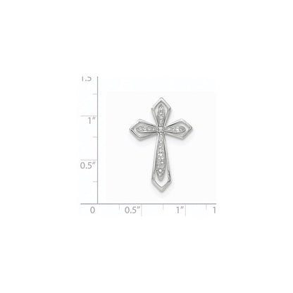 14k White Gold Polished Real Diamond Cross Chain Slide Pendant