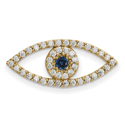 14ky Medium Diamond and Sapphire Evil Eye Pendant