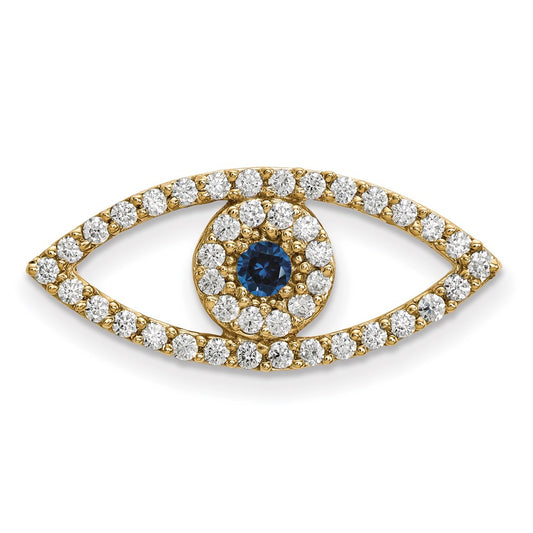 14ky Medium Diamond and Sapphire Evil Eye Pendant