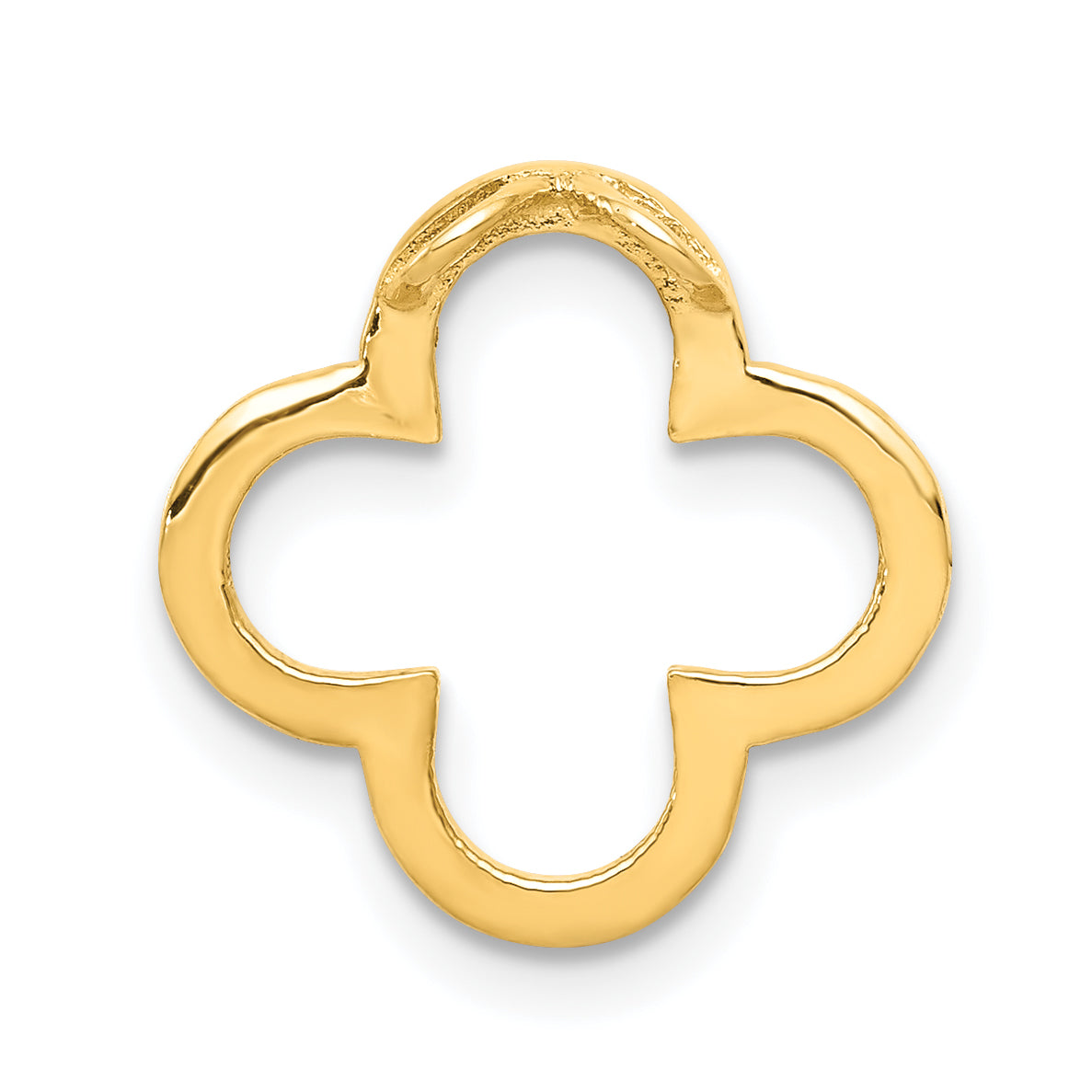 14K Yellow Gold Small Diamond Quatrefoil Design Pendant