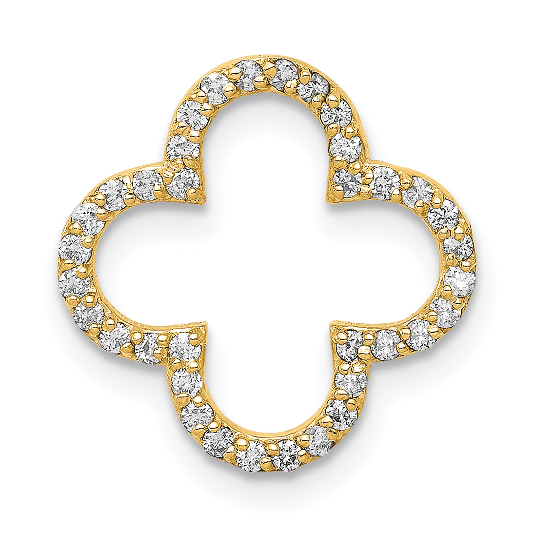 14K Yellow Gold Small Diamond Quatrefoil Design Pendant