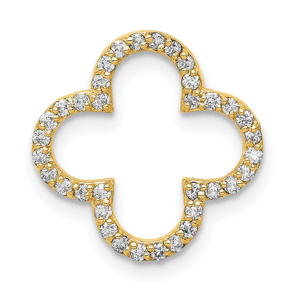 14K Yellow Gold Small Diamond Quatrefoil Design Pendant
