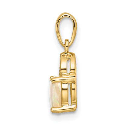14K Yellow Gold Diamond And Genuine Opal Polished Heart Pendant