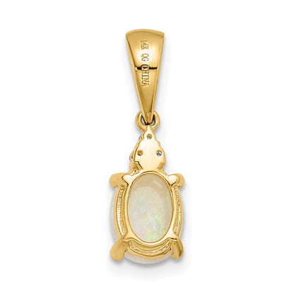 14K Yellow Gold Austrian Opal And Diamond Pendant