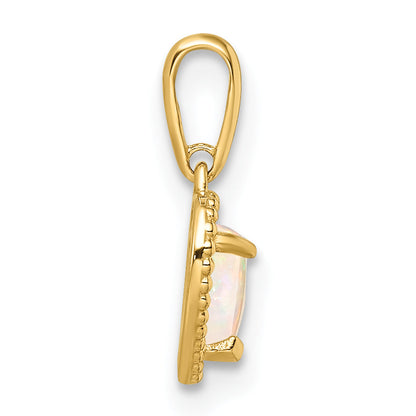 14k Yellow Gold 14k Lab Created Opal Heart Pendant
