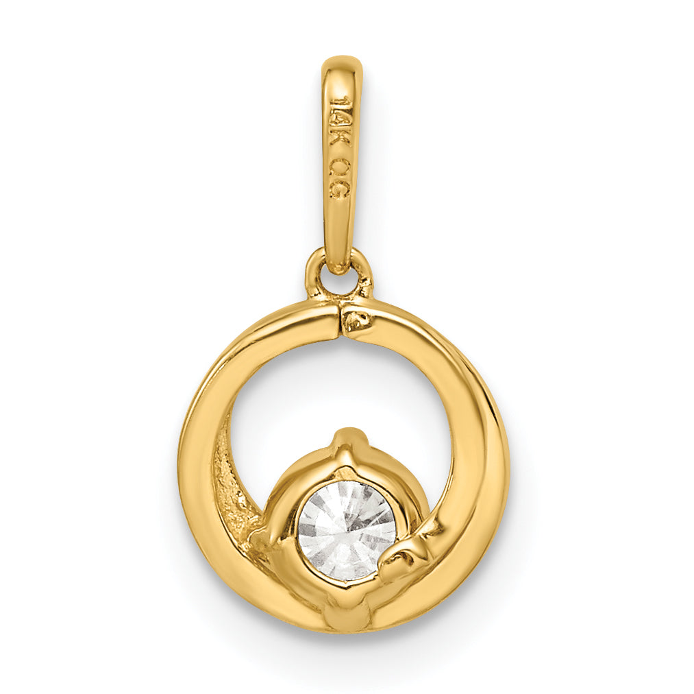 14K Yellow Gold Cz Pendant