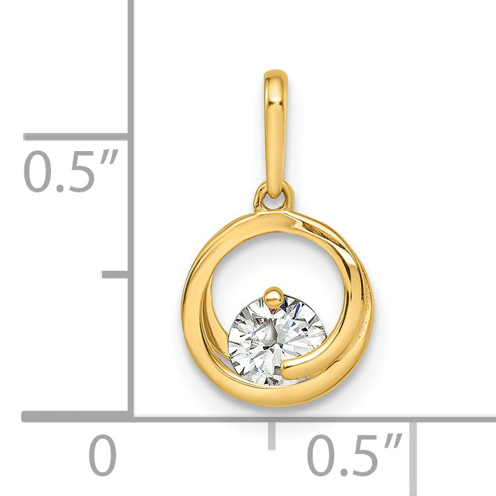 14K Yellow Gold Cz Pendant