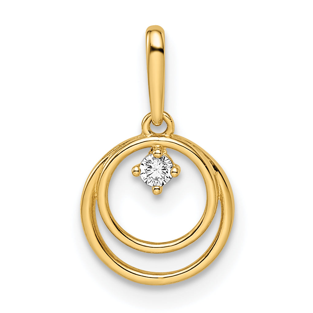 14k Yellow Gold 14K CZ Circle Pendant