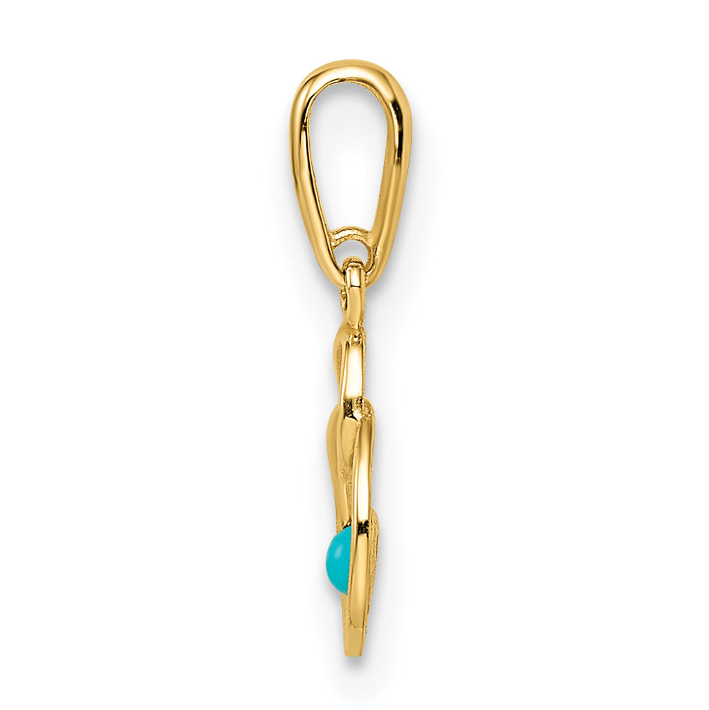14k Yellow Gold 14k Synthetic Turquoise Circle Pendant