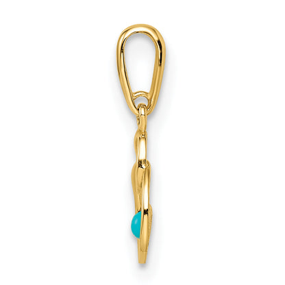 14k Yellow Gold 14k Synthetic Turquoise Circle Pendant