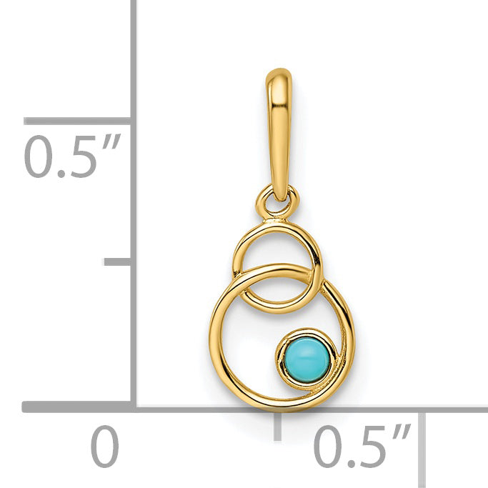 14k Yellow Gold 14k Synthetic Turquoise Circle Pendant