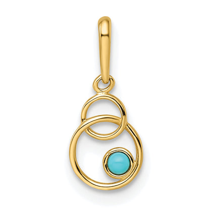 14k Yellow Gold 14k Synthetic Turquoise Circle Pendant