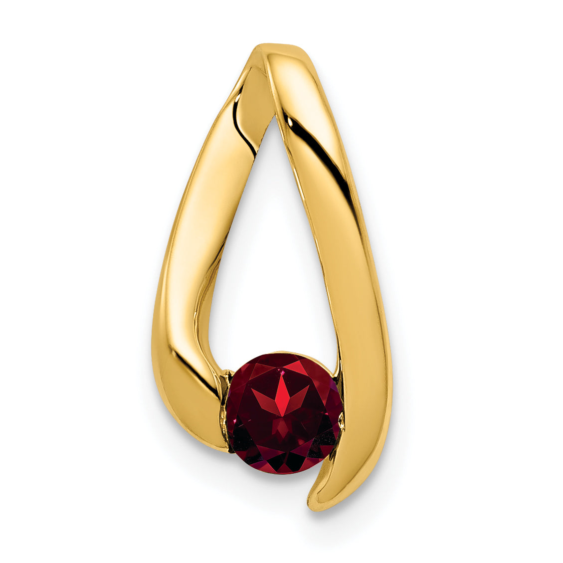 14K Yellow Gold 4mm Garnet Pendant
