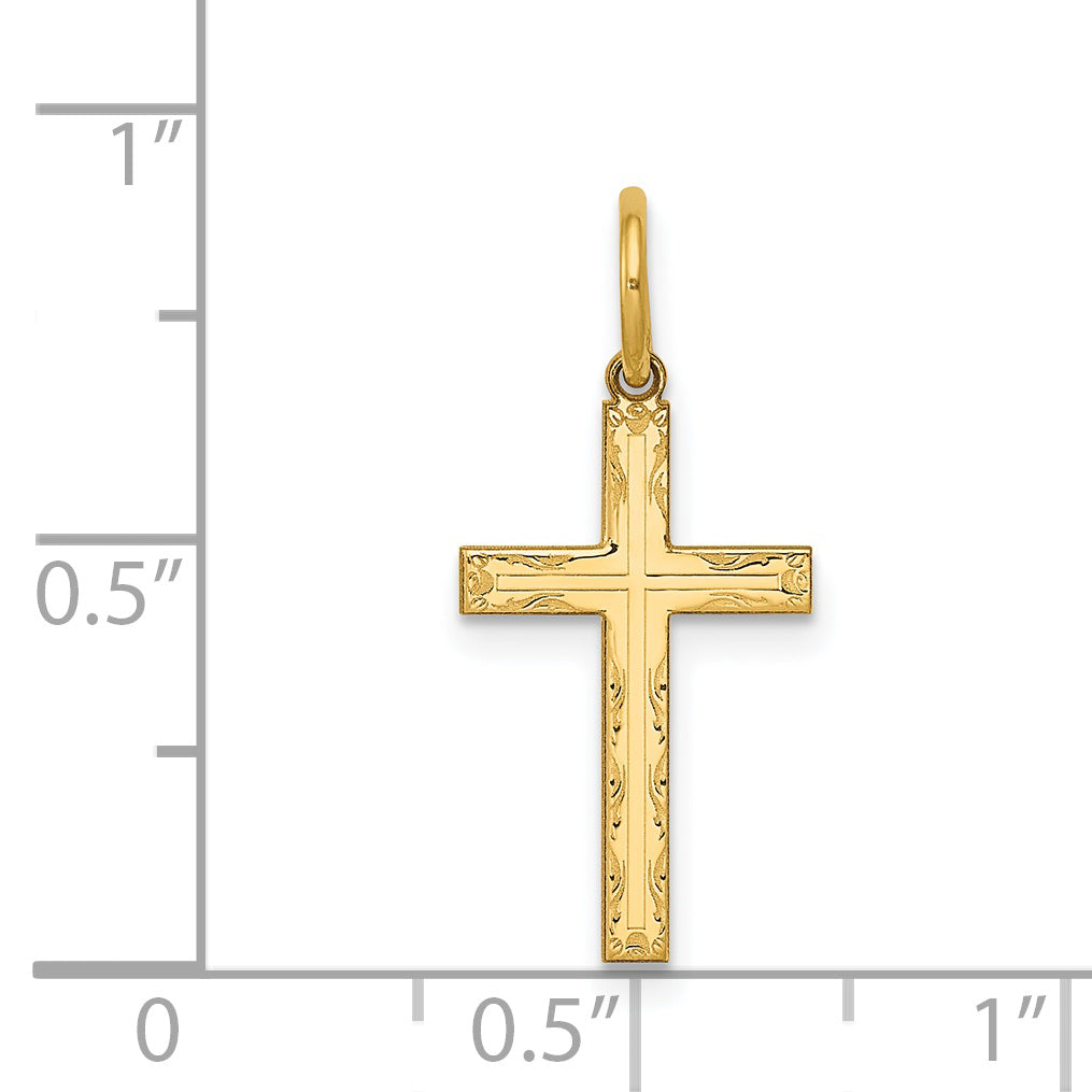 14k Yellow Gold 14K Laser Designed Cross Charm