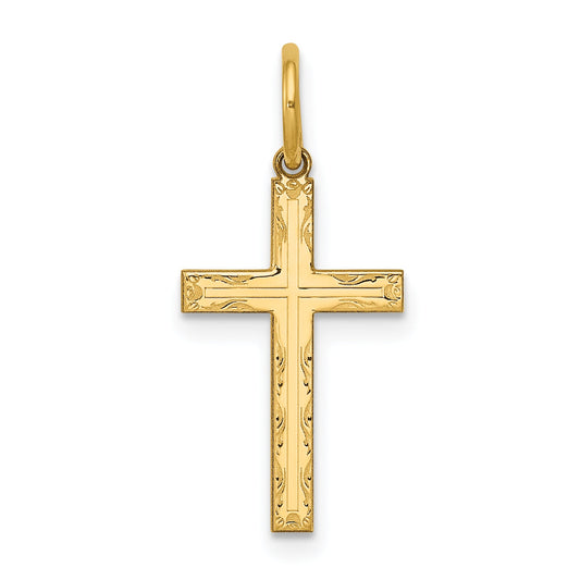 14k Yellow Gold 14K Laser Designed Cross Charm