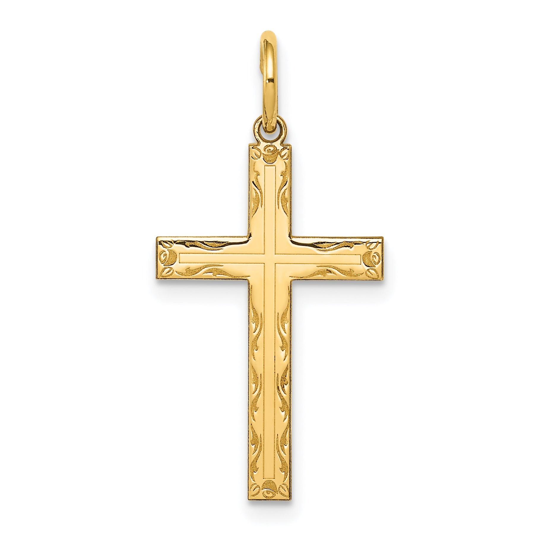 14k Yellow Gold 14K Laser Designed Cross Pendant