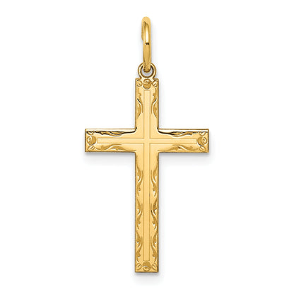 14k Yellow Gold 14K Laser Designed Cross Pendant