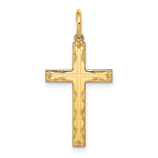 14k Yellow Gold 14K Laser Designed Cross Pendant