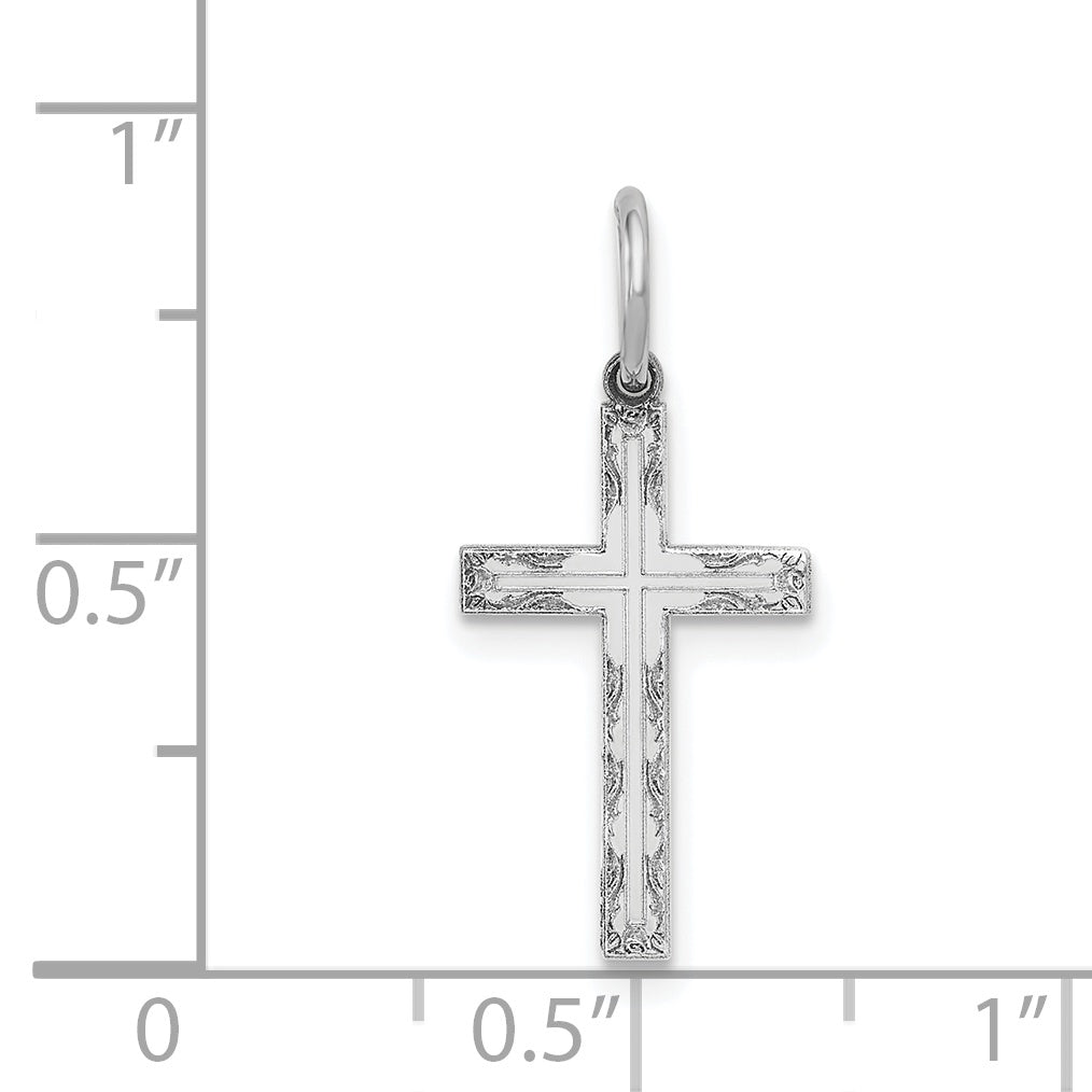 14k White Gold 14K White Gold Laser Designed Cross Charm