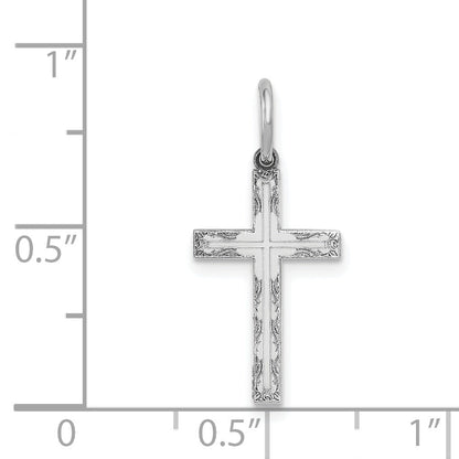 14k White Gold 14K White Gold Laser Designed Cross Charm