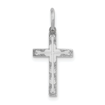 14k White Gold 14K White Gold Laser Designed Cross Charm