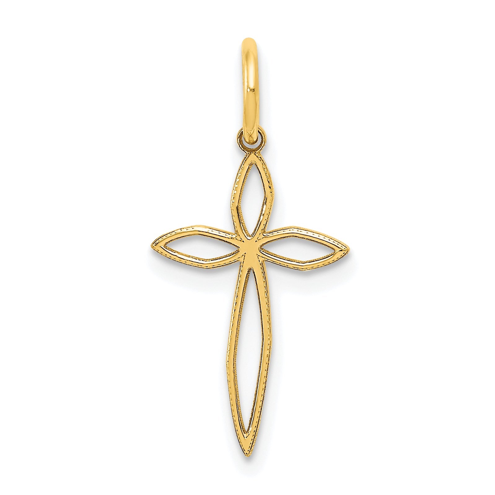 14k Yellow Gold 14K Laser Designed Passion Cross Charm