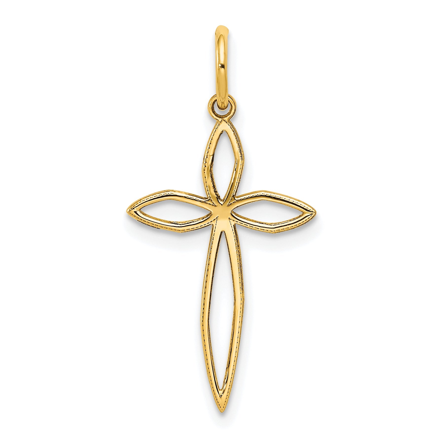 14k Yellow Gold 14K Laser Designed Passion Cross Charm