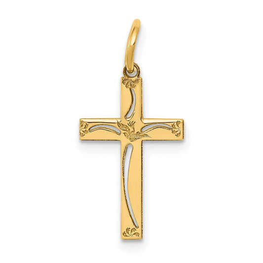14k Yellow Gold 14K Laser Designed Cross Charm