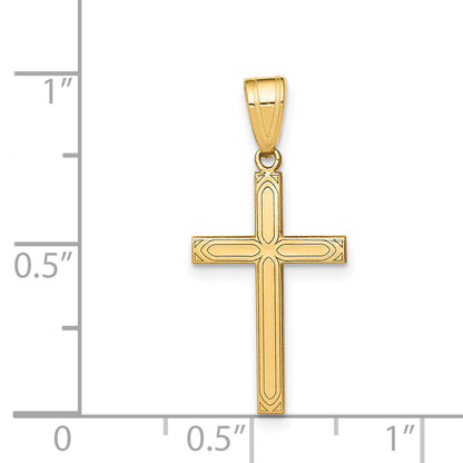 14k Yellow Gold 14k Solid Laser Etched Cross Pendant
