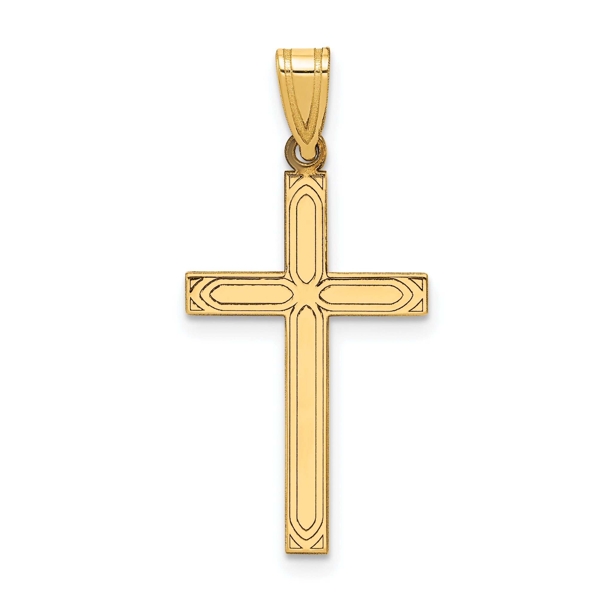 14k Yellow Gold 14k Solid Laser Etched Cross Pendant