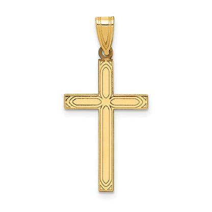 14k Yellow Gold 14k Solid Laser Etched Cross Pendant