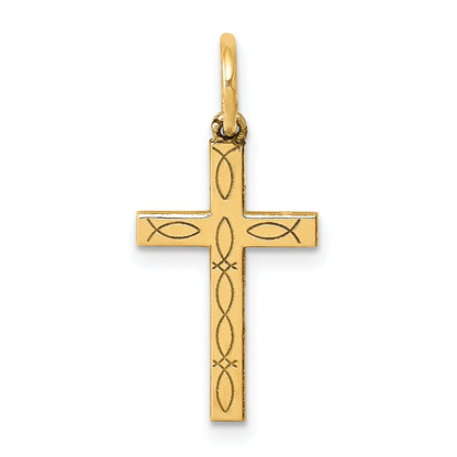 14k Yellow Gold 14K Laser Cut Ichthus Cross Charm